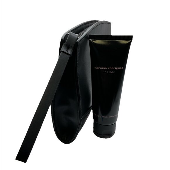 NARCISO RODRIGUEZ Gift For Her Body Lotion 2.5oz Black Zip Gift Bag Set NEW NWT - Picture 2 of 4